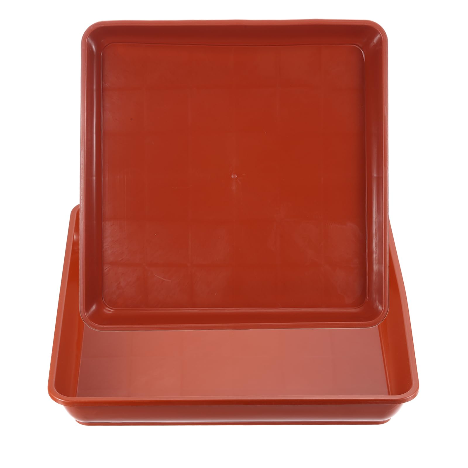 PATIKIL Plant Saucer Tray, 2 Pack 18 Inch Square Plant Saucer Heavy Planter Pot Saucers Large Deep Flower Planter Drip Tray for Indoor Outdoor Plants, Terracotta — image 1