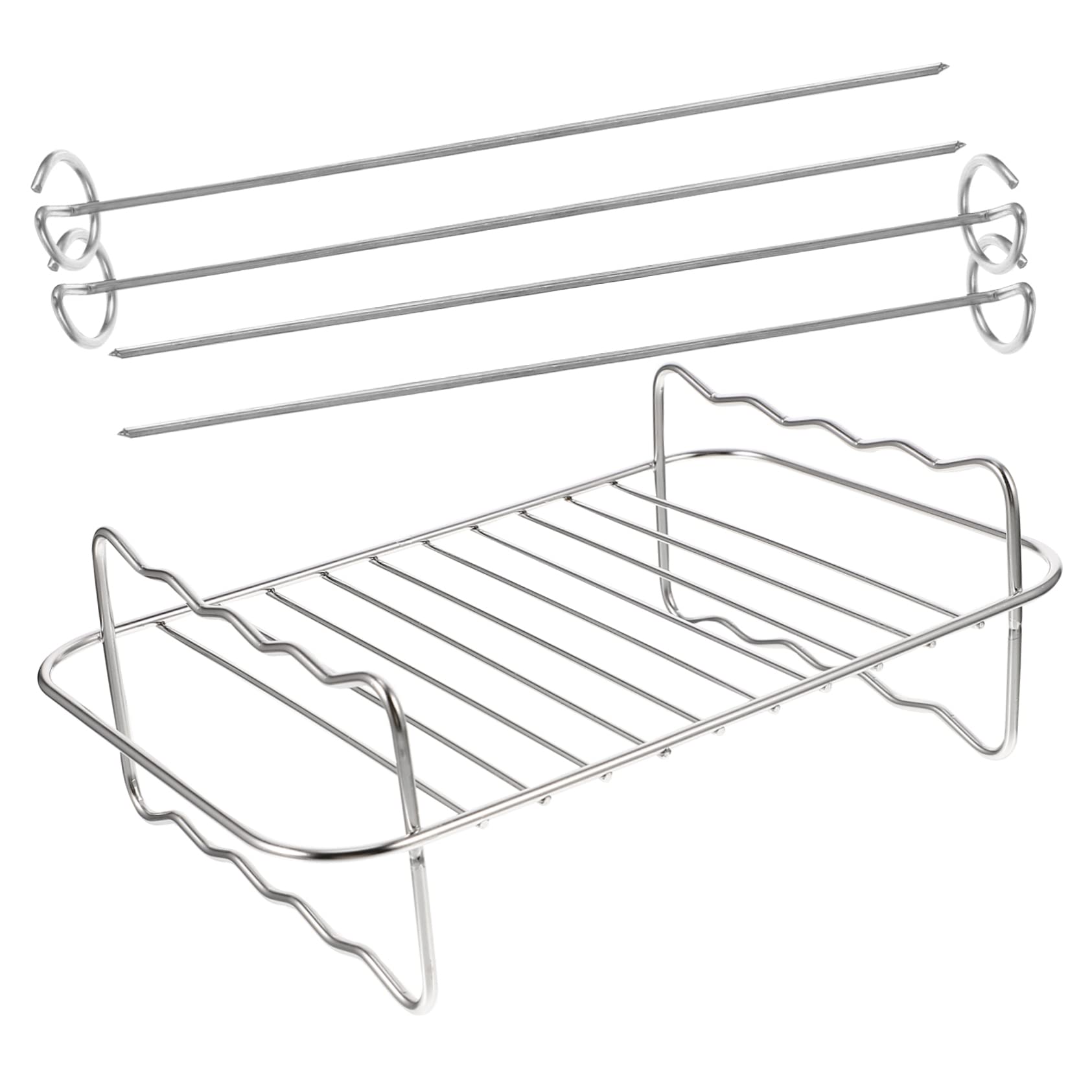 NUOBESTY Air Fryer Grilling Rack Sturdy Stainless Steel Multi Use Toasting Steaming Rack for Kitchen Easy to Clean Durable Dishwasher Safe Cooking Supplies