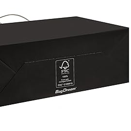 BagDream 100Pcs 16x6x12 Inches Kraft Paper Bags with Handles Bulk, Large Shopping Bags for Gifts, Grocery, Merchandise, Party Favor, Take-out, Recycled Black Black Paper Sacks