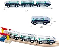Vista 5 de Juego de accesorios de madera para tren de bala de alta velocidad, juguetes para tren urbano de madera para niños y niñas (tren bala)