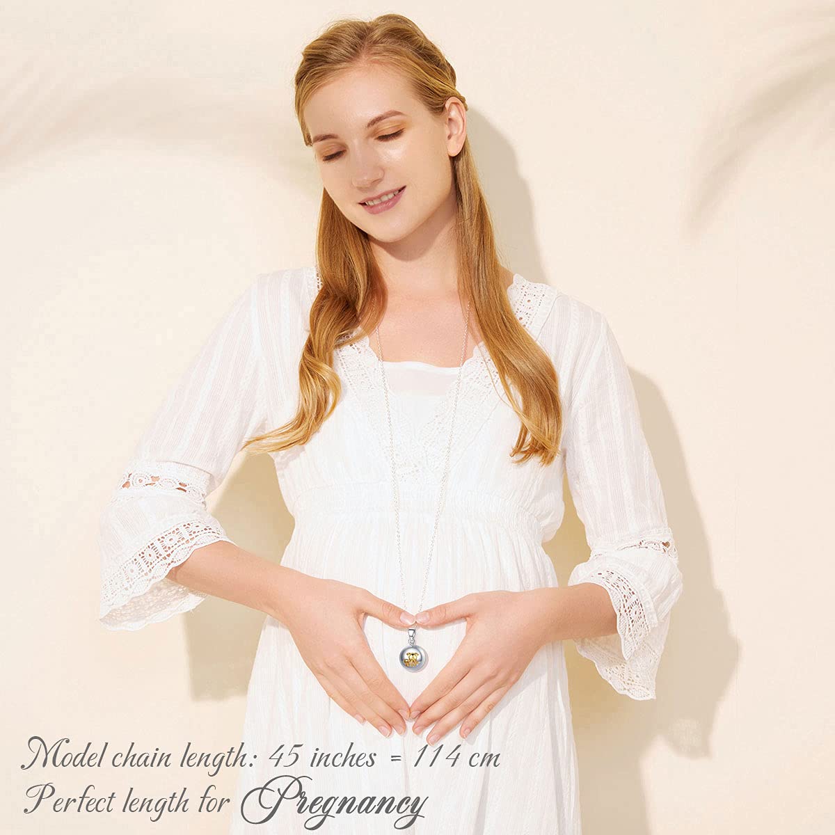 Llamador de Ángeles Embarazada Collar de Embarazo, Pingüino Panda Collares Colgantes Madre e Hijo Elefante de Mujer Primer Embarazo Mamá Regalos para Embarazada, 45inch + 30inch