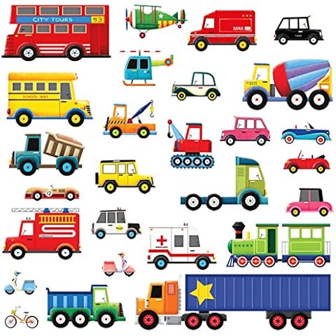 Decowall DW-1605 27 Transporte Autos Fahrzeuge Wandtattoo Wandsticker Wandaufkleber Wanddeko Cover
