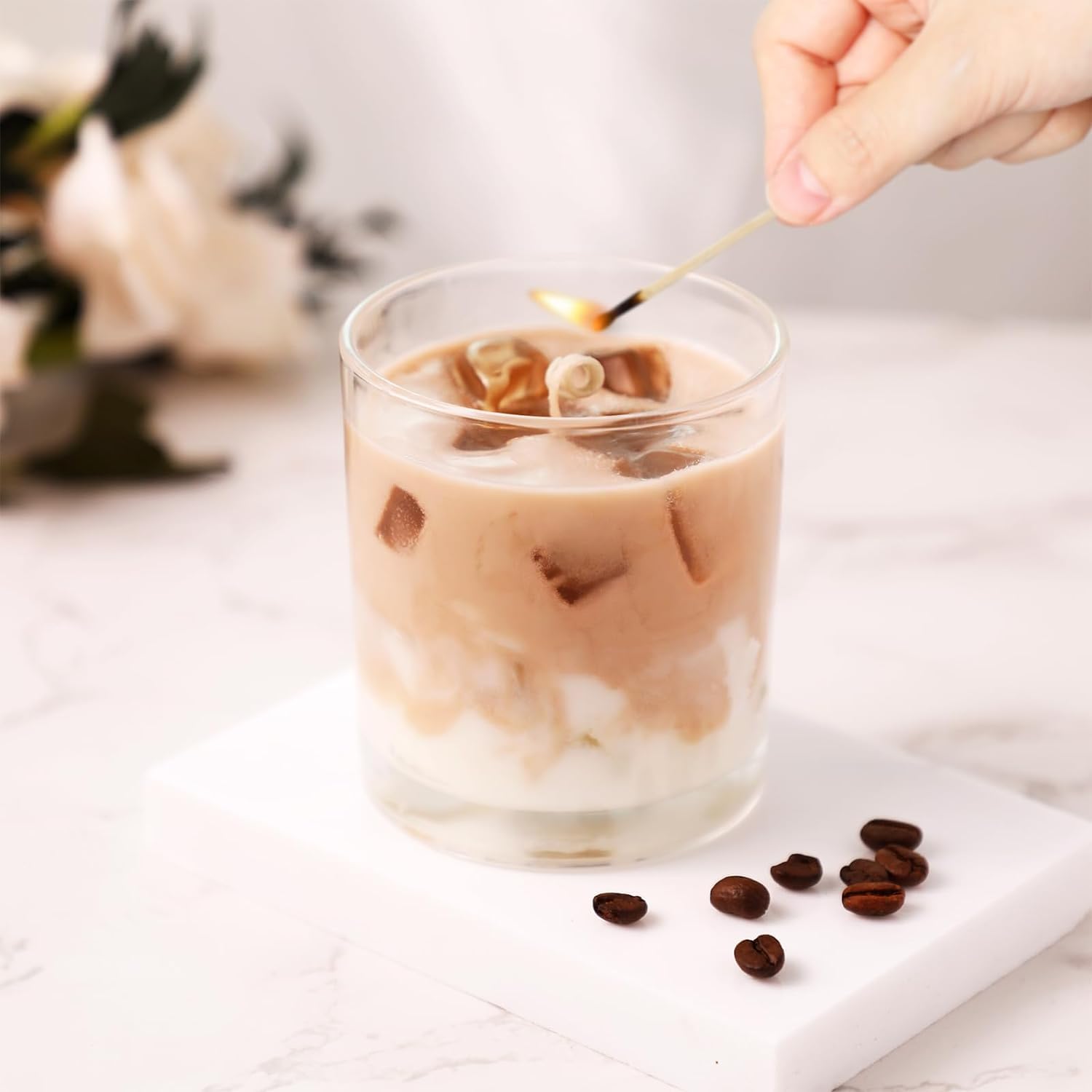 UI Intros Iced Coffee Candle Sweet Latte Scented Natural Soy Wax Candle 8 oz Decorative Coffee Mug Candle for Home Fragrance Meditation Mood Boosting Birthday Christmas Gifts for Women Coffee Lover