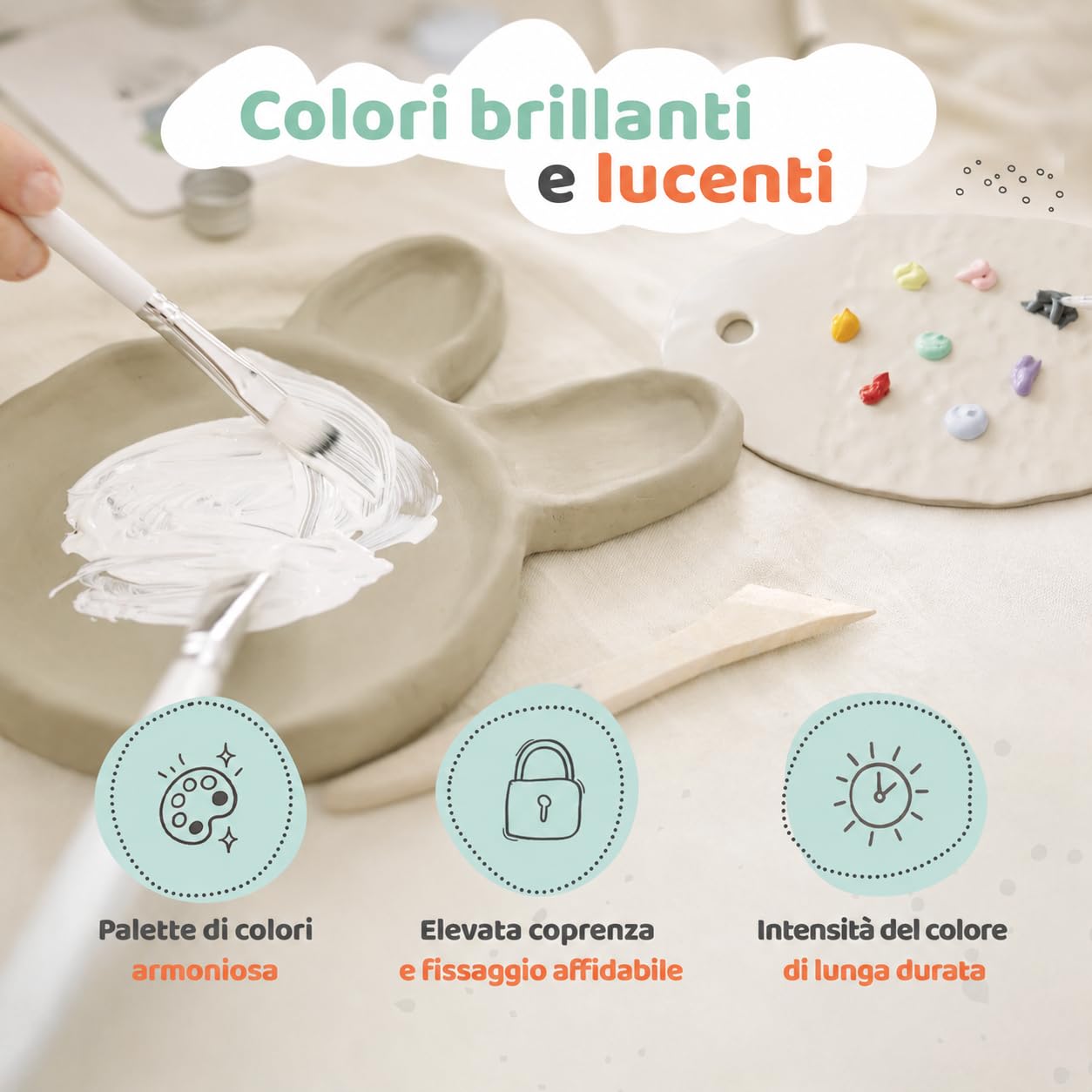 Töpferset für Zuhause ohne Brennen – 2 kg lufttrocknender Ton mit Acrylfarben Set, Werkzeug & Anleitung – DIY Keramik Bastelset für Anfänger, Kinder & Erwachsene Geschenk