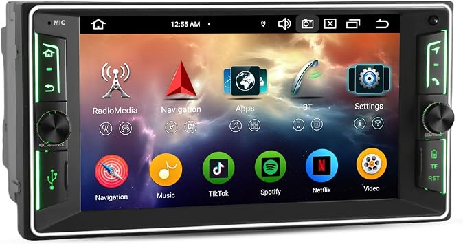 4GB 64GB Android 14 Car Stereo with Sat Nav for Toyota Corolla RAV4 Hilux Vios Prado Wireless Carplay 7 Inch IPS Touchscreen Car Radio DSP Bluetooth A2DP Wifi 4G DAB+