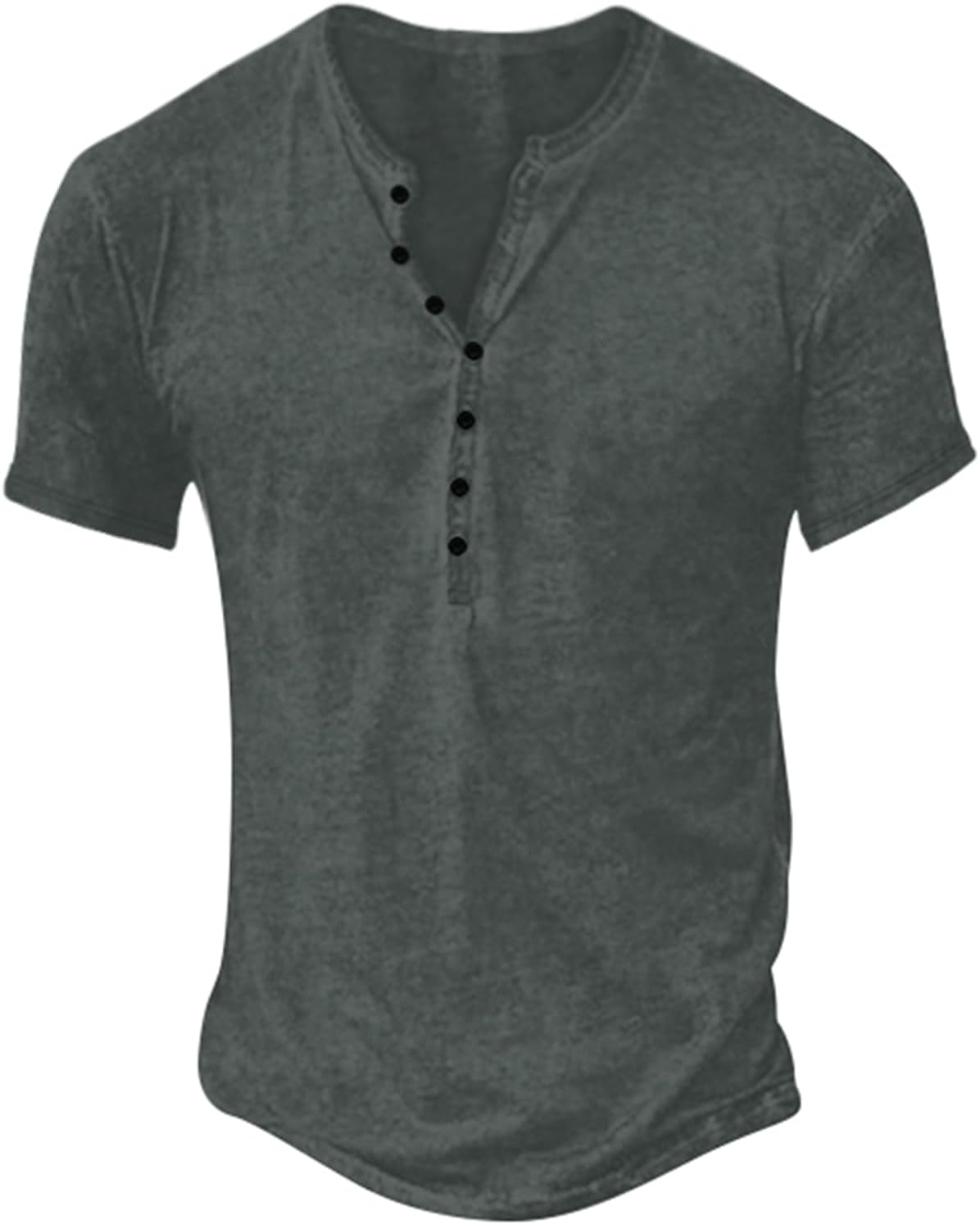 Retro Henley Shirts for Men Short Sleeve Distressed Casual Button Slim Fit Tee Shirts - Image 2