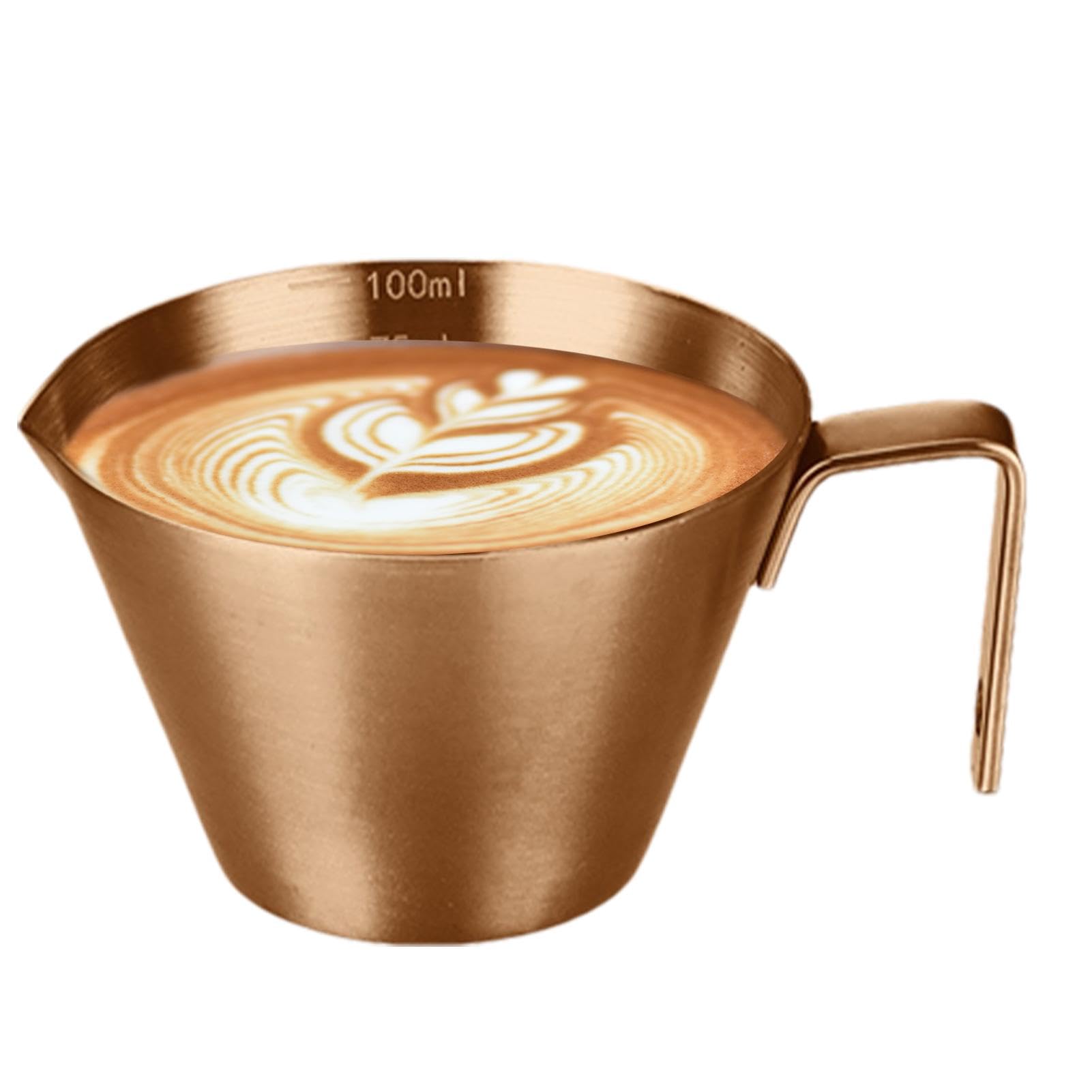 Espresso-maatbeker van roestvrij staal, espresso-maatbeker van metaal, koffieschuimkan-beker, espressokopjes met handvat, koffiebonen-doseerbeker, espressomachine-accessoires