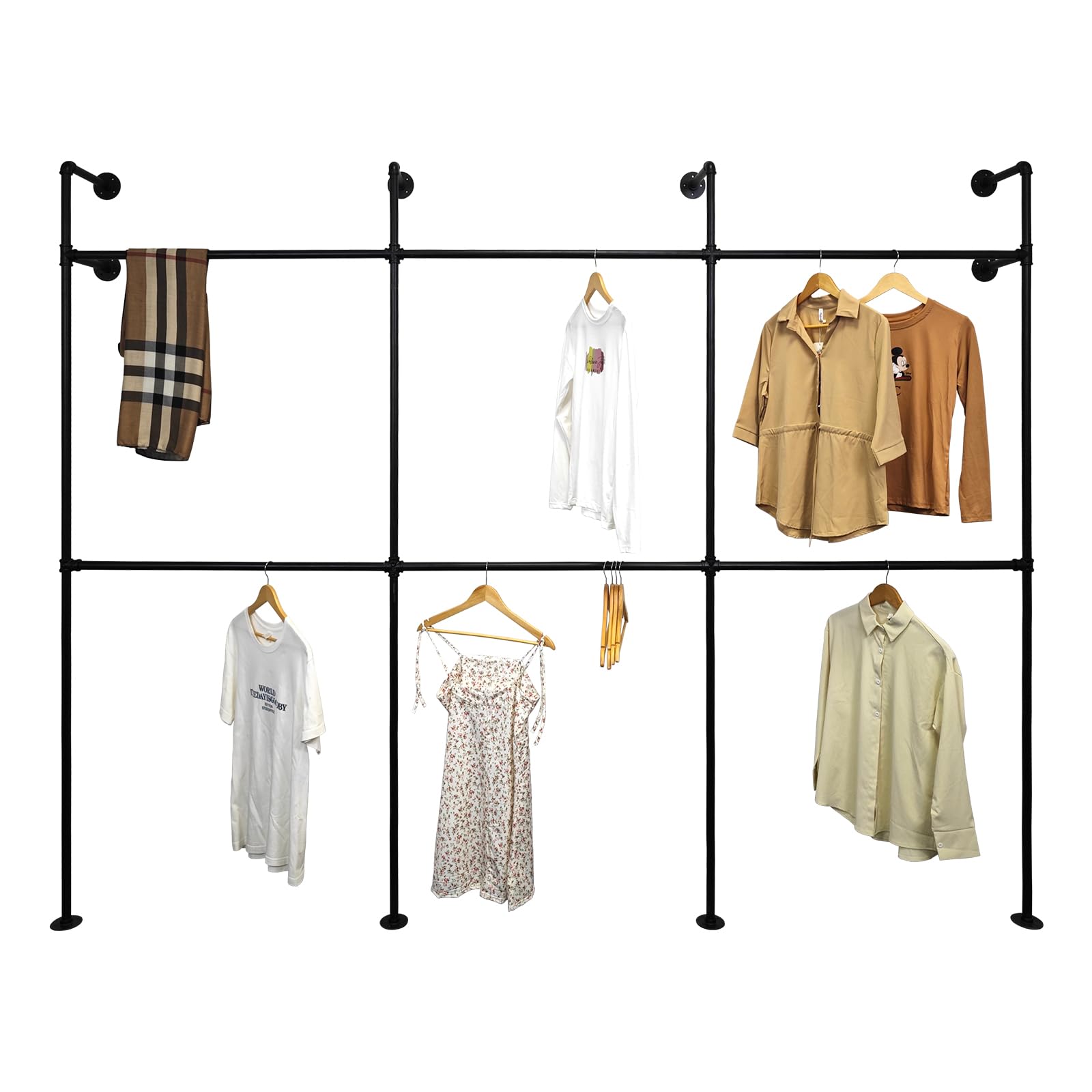 Snapklik.com : JIANZHUO Industrial Pipe Clothing Rack Wall Mount,Double ...