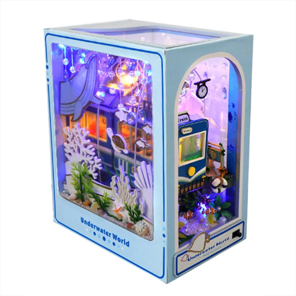 DIY Book Nook Kit With LED Light,Bookend House Building kit,Dollhouse Booknook Kit,3D Wooden Puzzle for Adults to Build Bookshelf Decoration Birthday Gift — image 1