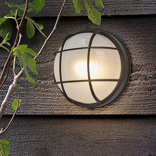 Lifora Hay Outdoor Bulkhead Light 10 inch,Nautical Exterior Wall Light Fixture,E26-based Waterproof Wall Sconce,Inside Outside Farmhouse Lighting for Porch Garage Sauna Dock
