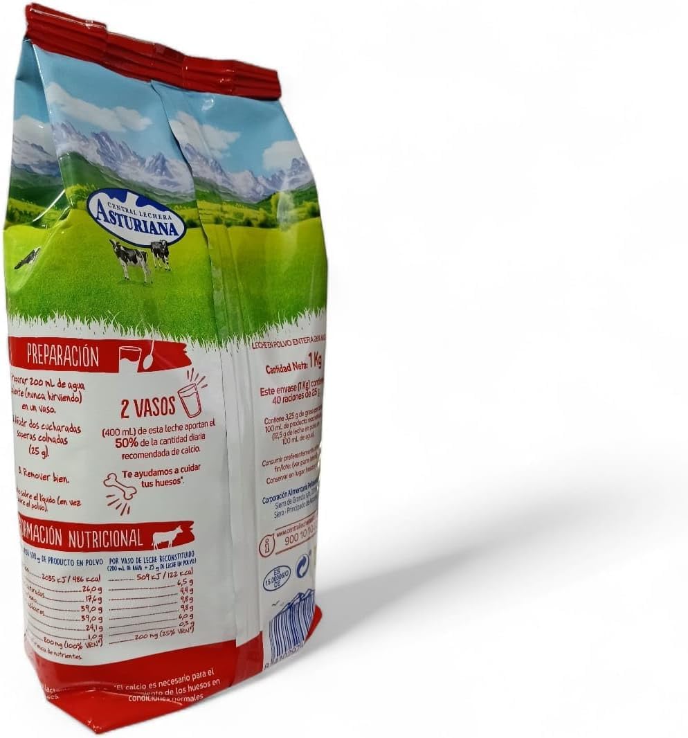 Central Lechera Asturiana Leche en Polvo Entera 1 kg PACK 3 Unidades