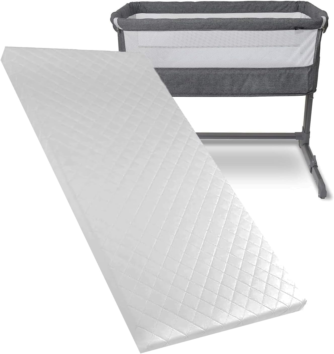 Newborns Crib Cot Bed Foam Mattress Fits TUTTI Bambini Bedside Crib Quilted Mattress Bedding Size 80.5x51x4 CM