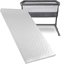 Baby Mattress Fits Compatible to Babylo Cozi Sleeper - Bedside Travel Cot Toddler Infant Bed Firm Foam Mattress - Hypoallergenic & Removable Quilt Cover (87 x 44 x 5cm)