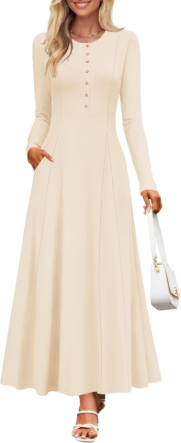 ZESICA Women's Elegant Maxi Dresses 2025 Fall Long Barbados Ubuy