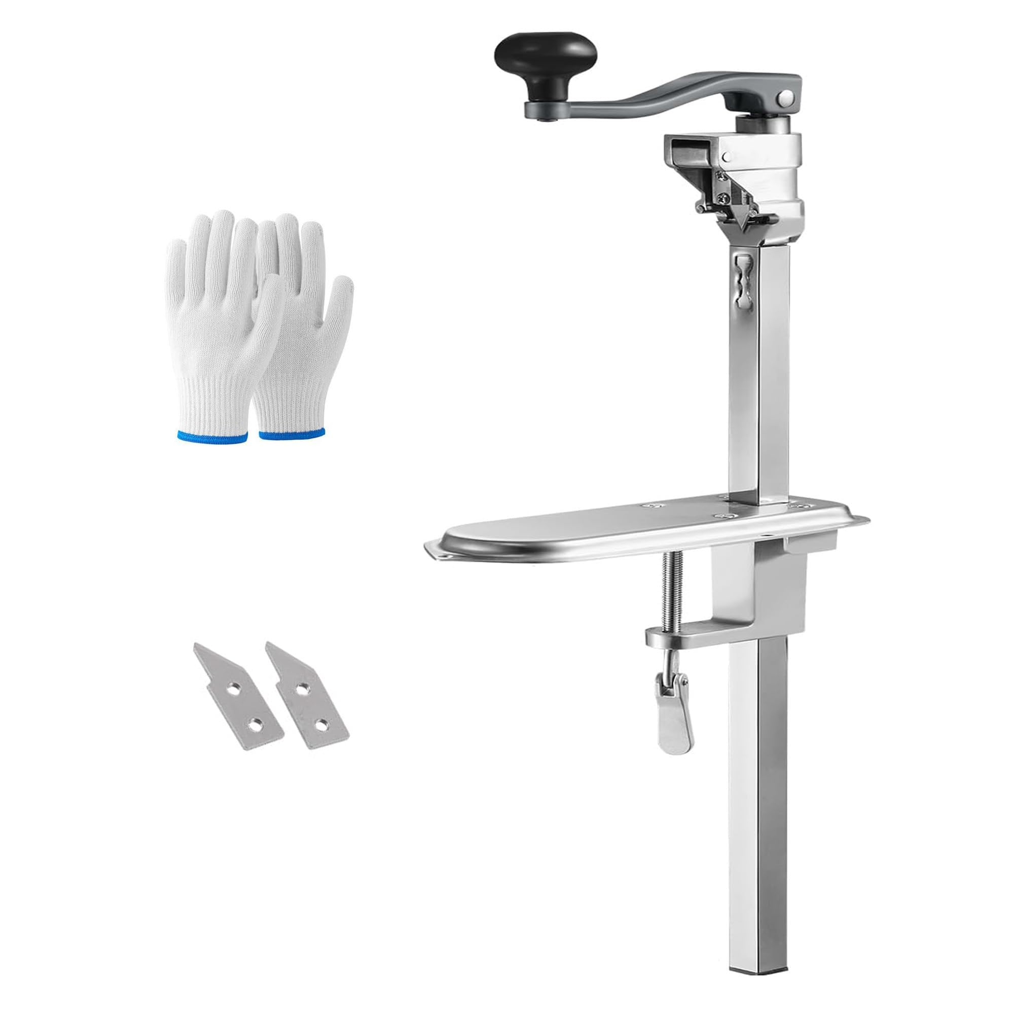 commercial can opener heavy duty,24.6” manual can opener for large cans up to 17.7”, tabletop industrial can opener with replaceable blade for restaurants, bars, canteens