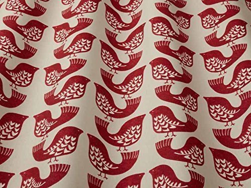 Scandi Birds Contemporary Fabric - Kiwi / Aqua / Capri / Mustard (Scarlet)