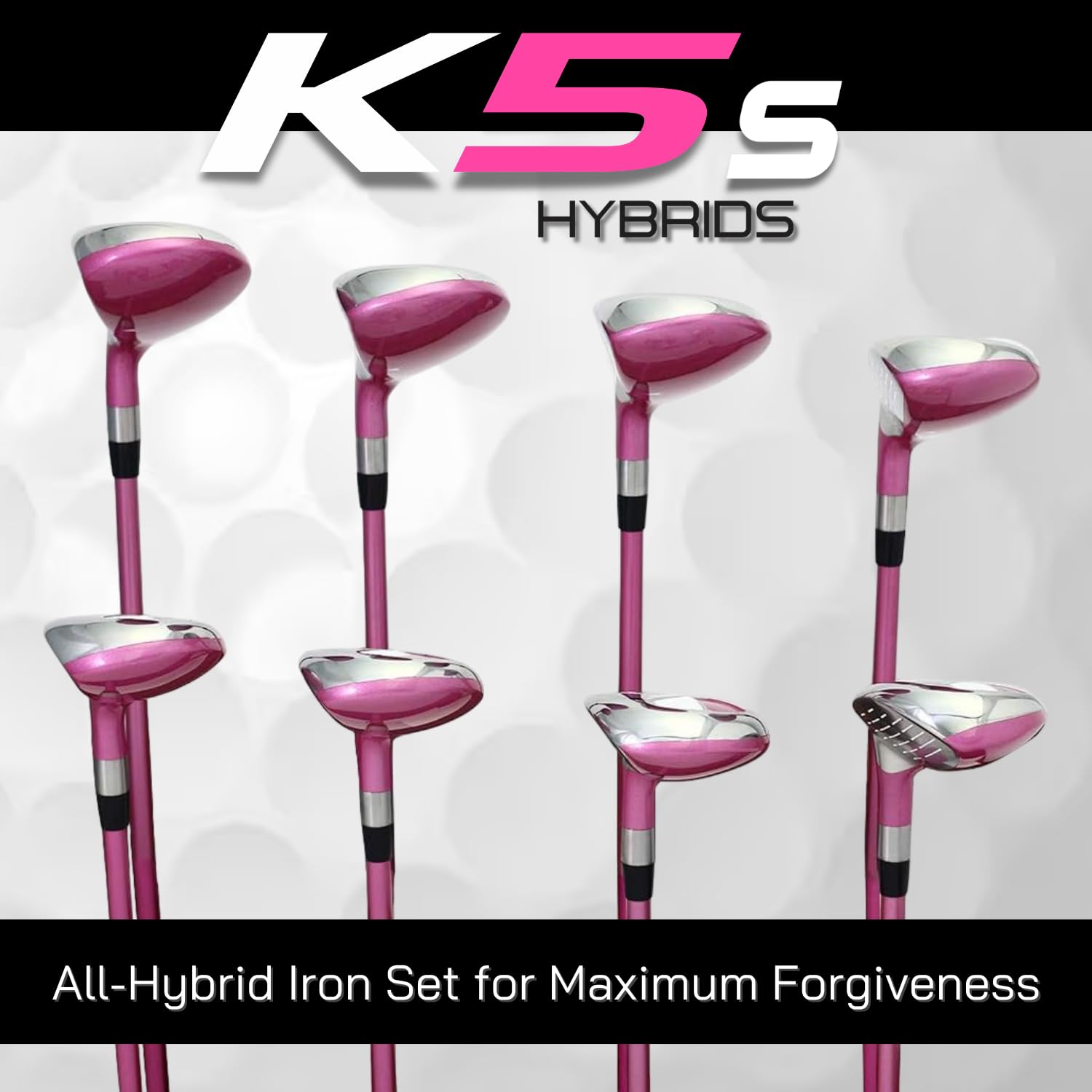 Majek Pink Senior Damen Golf-Hybriden Eisen Set New Senior Women Best All True Hybrid Ultra Light Weight Forgiving Fuchsia Woman Komplettpaket beinhaltet 4 5 6 7 8 9 PW SW All Lady Flex Utility Clubs