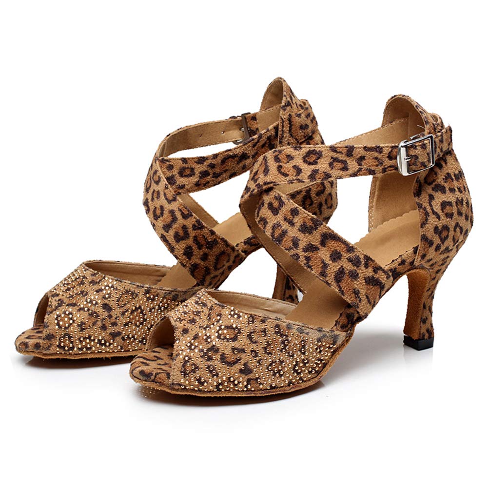 SWDZM Women Latin Dance Shoes Rhinestone Dance Shoes Latin Ballroom Shoes,Modello-QJW6232