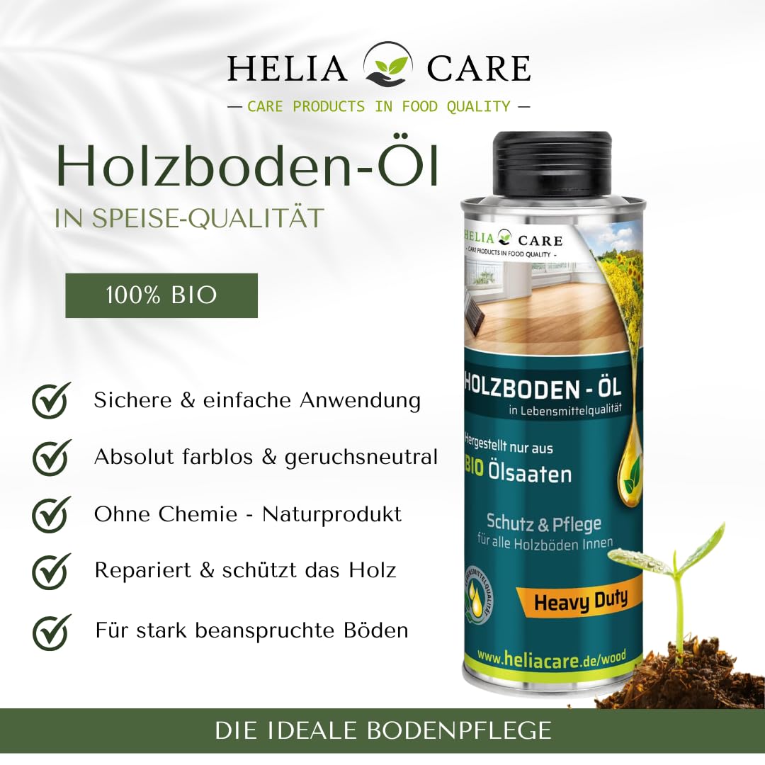 Bio olej do drewna "Heavy Duty" (0,75 l) – 100% naturalny olej do drewna do parkietu – bez chemikaliów – bezbarwny olej do parkietu – Made in Germany (0,75 l)
