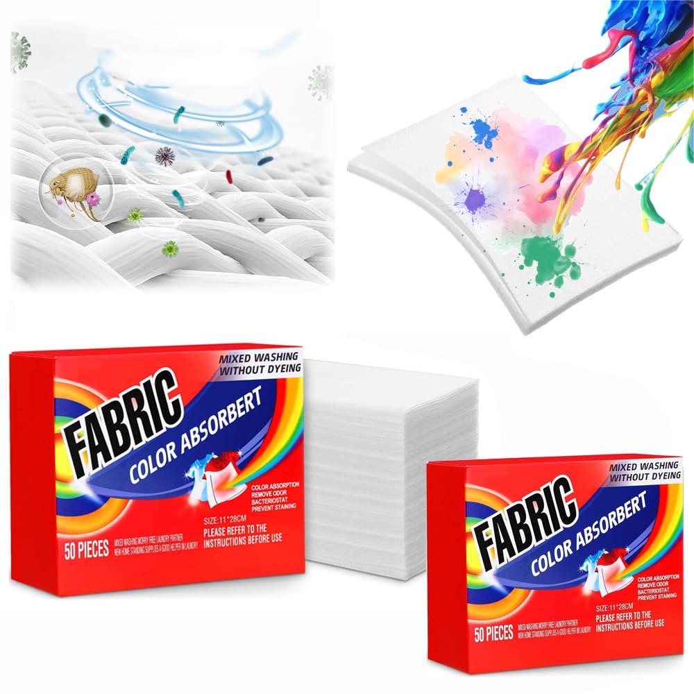 Azonee Dryer Sheets, Prevent Color Bleeds Runs Absorber Laundry Sheets, Anti Dyeing Clothes, Clothing Color Absorbing Paper Mite Removal Color Trapping Sheets for Home Apartment Use(2 Box/100Pcs)