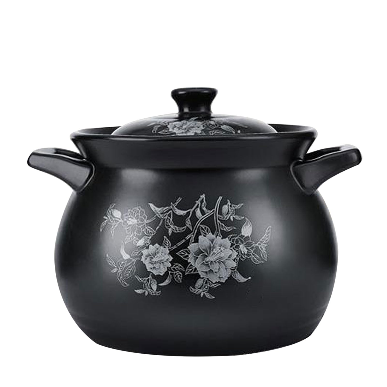 MYUYEE Soup Pot Ceramic Cooking Pot, Clay Stew Pot With Lid, Earthenware Casserole, 3L Cookware (2L)
