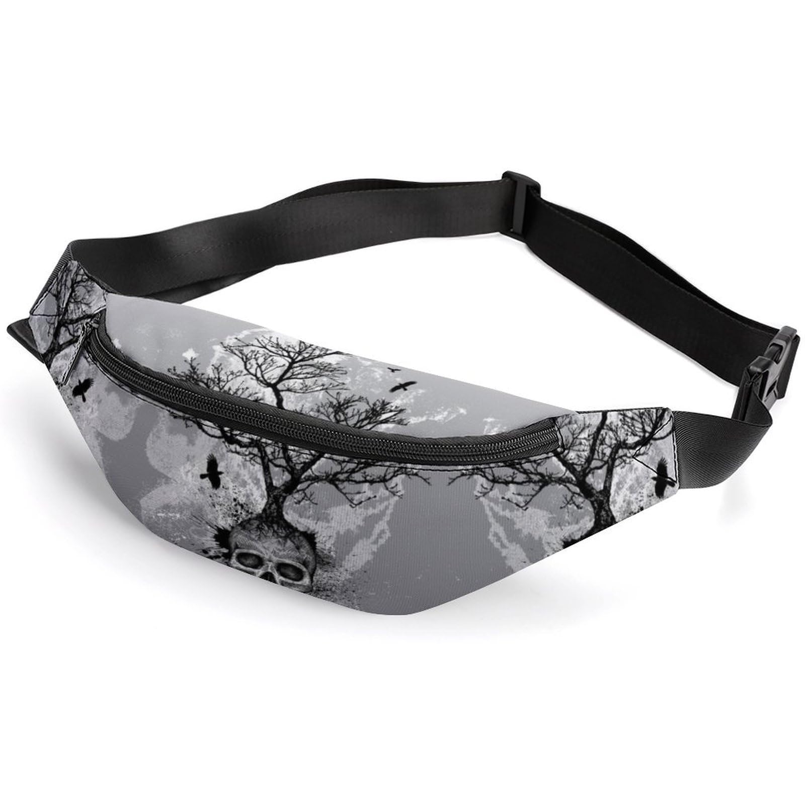 Lyfthologen Waist Bag, Horror Skull Tree Bumbag, Adjustable Fanny Pack for Running Walking Hiking