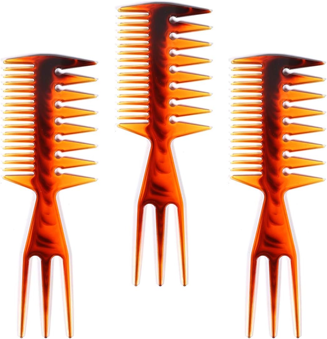 3 Pieces 3-in-1 Double-Sided Plastic Fish Tail Comb: Multifunctional Styling Tool for Hair Coloring, Highlighting, Balayage, and Microbraiding