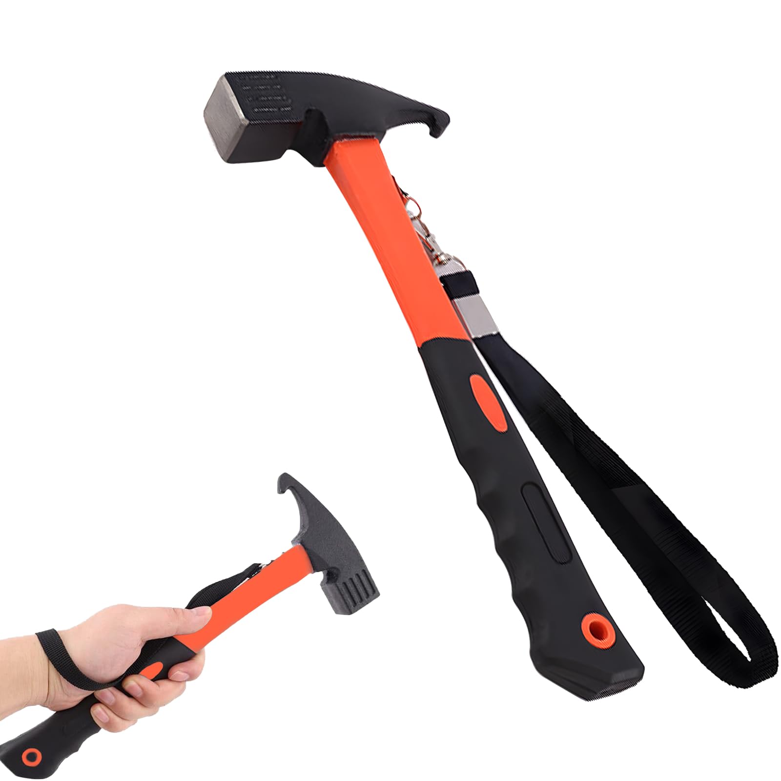Camping Hammer Tent Peg Puller Fixed Belt Tent Hammer Stake Nail Puller Remover Hammer with Rubber Handle for Outdoor Camping Picnics