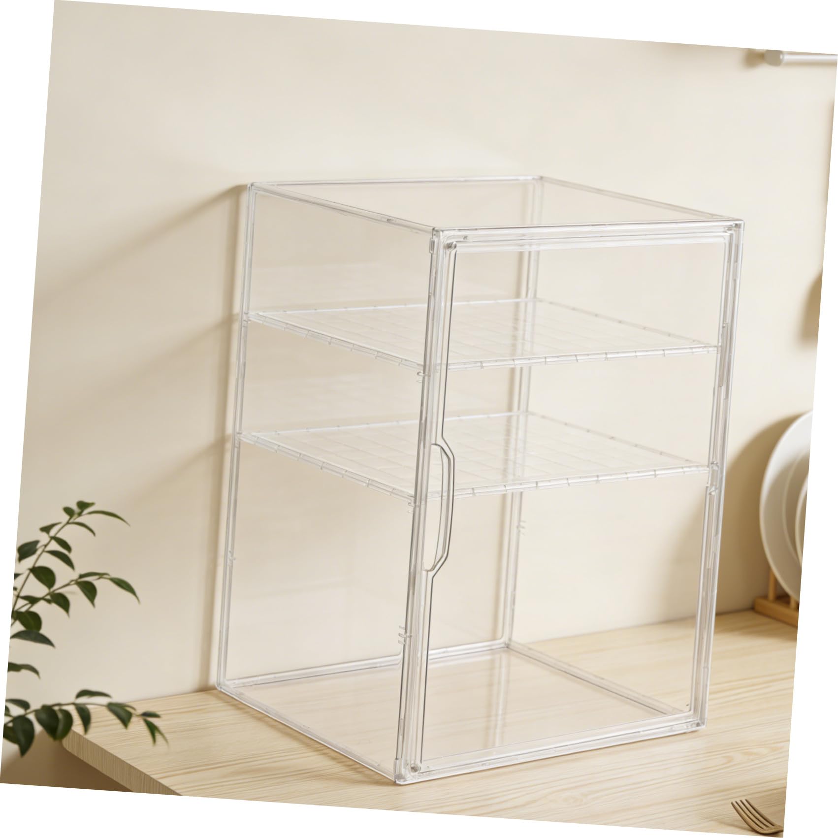 Organizador Transparente con 3 Niveles para Biberones de Ñiño de Acrílico Estante Ajustable y Puerta Magnética para Cocina y Baño