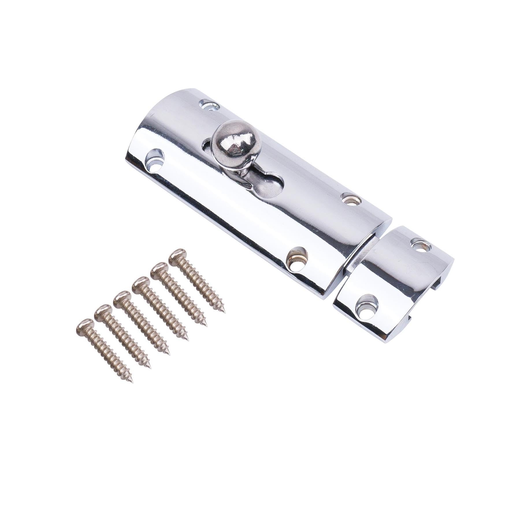 Keypak Convex Door Bolt 76mm – Chrome Plated Durable Internal Lock for Doors, Cabinets & Cupboards – 1 Pack
