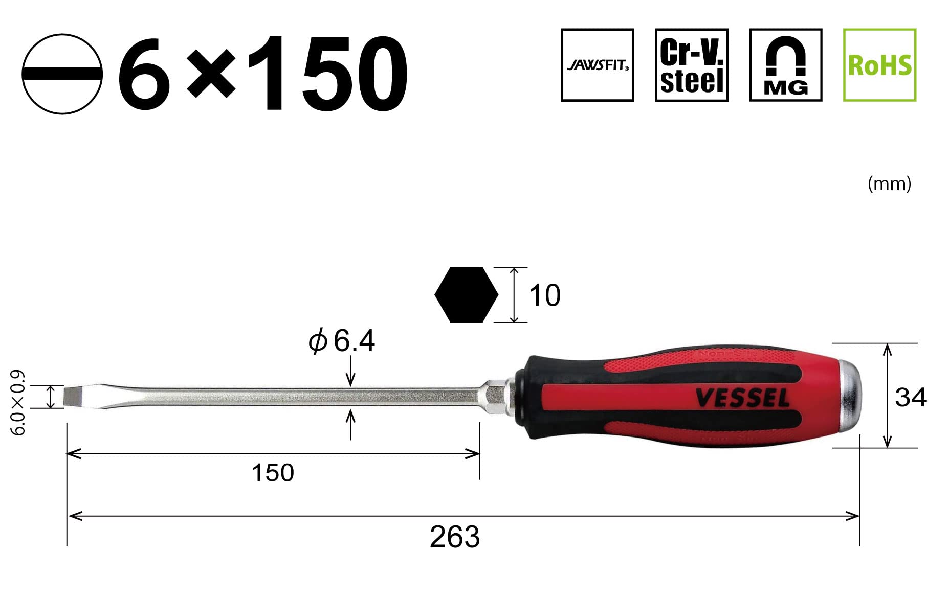 Buque 930 Megadora 6 x 150 Flat Tip destornillador