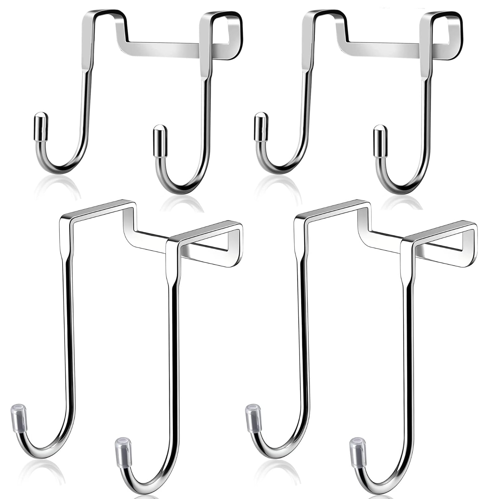 Techchii 4 PCS Shower Hooks, Bathroom Door Hook Double Hook Towel Hangers