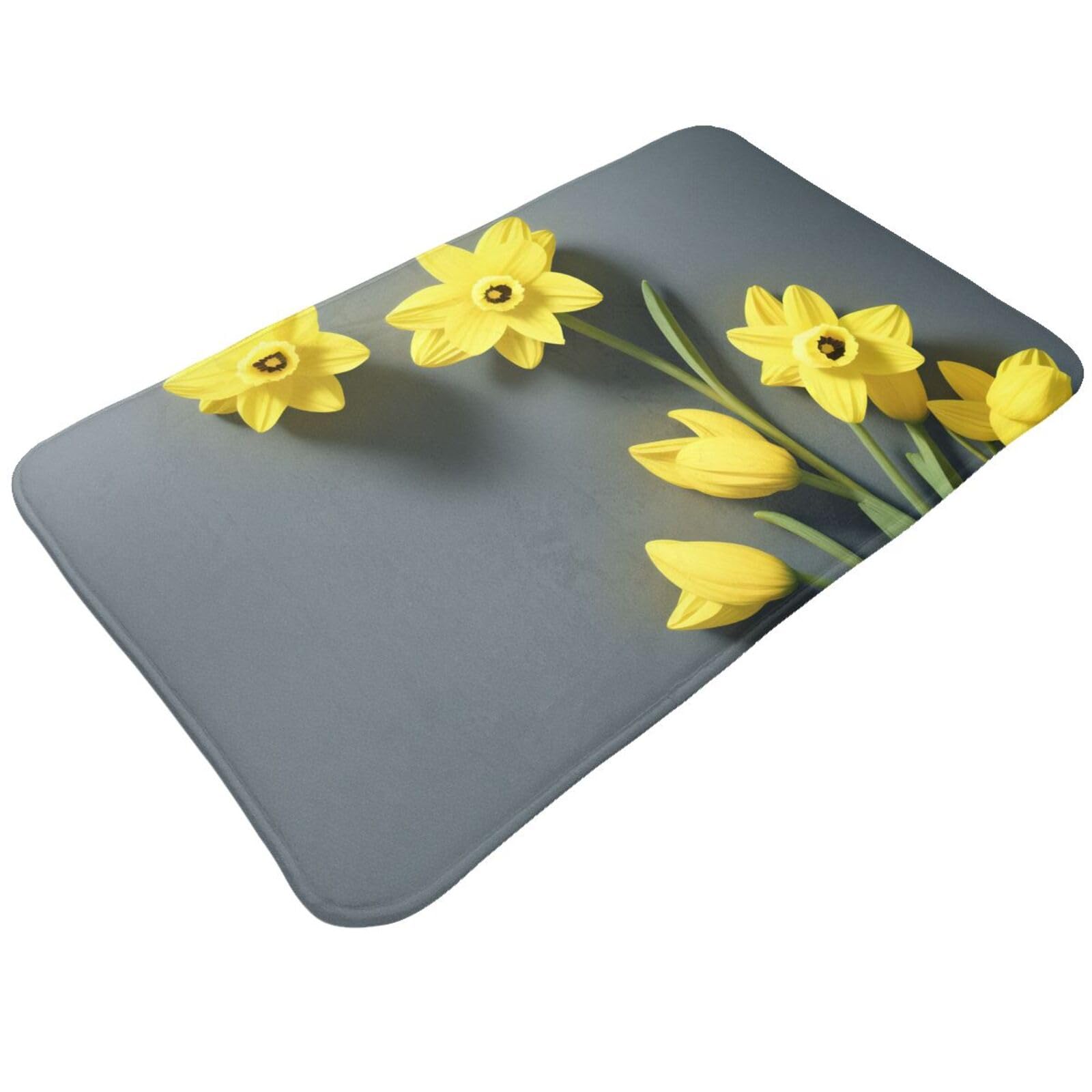 Narcissus Flower Print Living Room Bathroom Kitchen Anti Slip and Absorbent Carpet, Indoor Entrance Door Muddy Floor Mat, Ultra Soft Washable Carpet 21x31.5 Inches