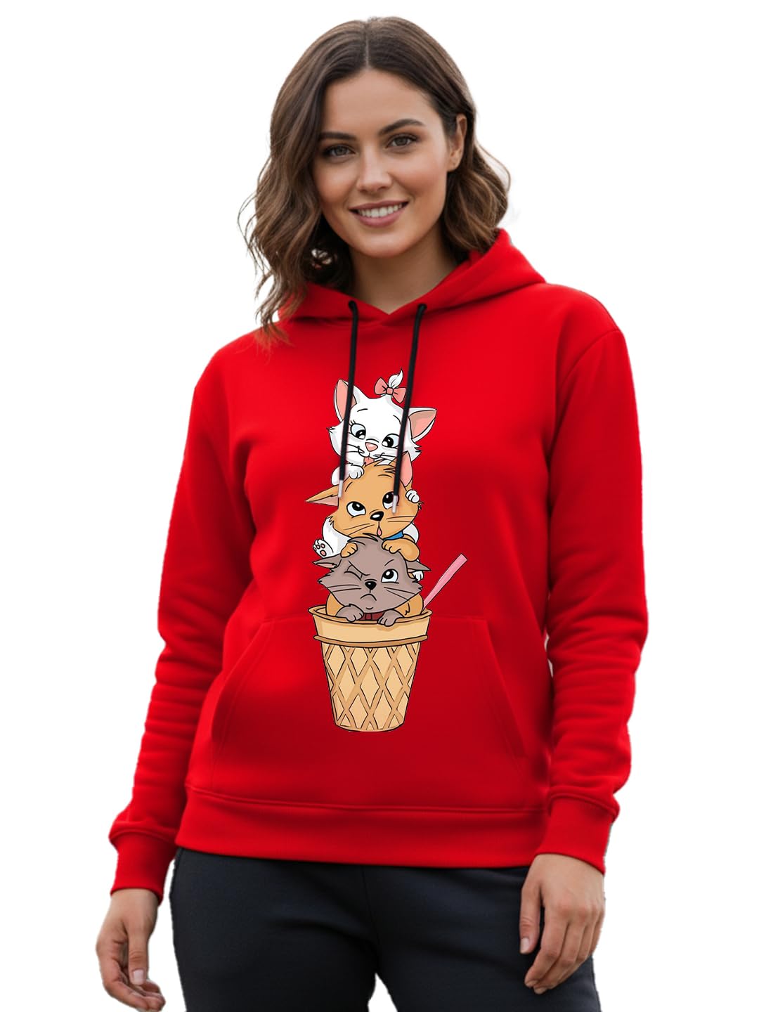 Women Full Sleeve Graphic Print Hoodie Sweatshirt | Stylish Casual Sweatshirt | Fleece Winter Wear Hooded Sweatshirt-image-24