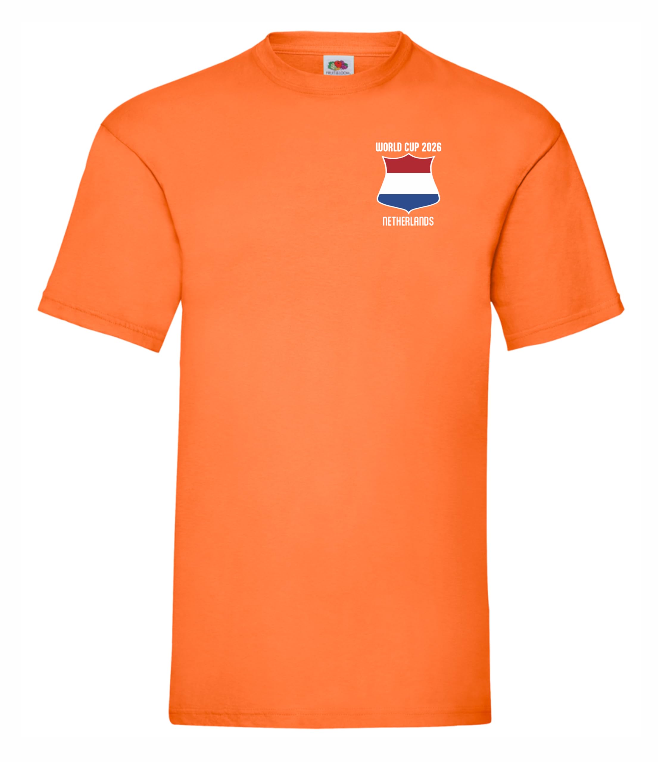 Netherlands World Cup 2026 Orange T-Shirt. with Option Personalised with Custom Name or Name and Number. (UK, Alpha, M, Regular, Regular, Orange)