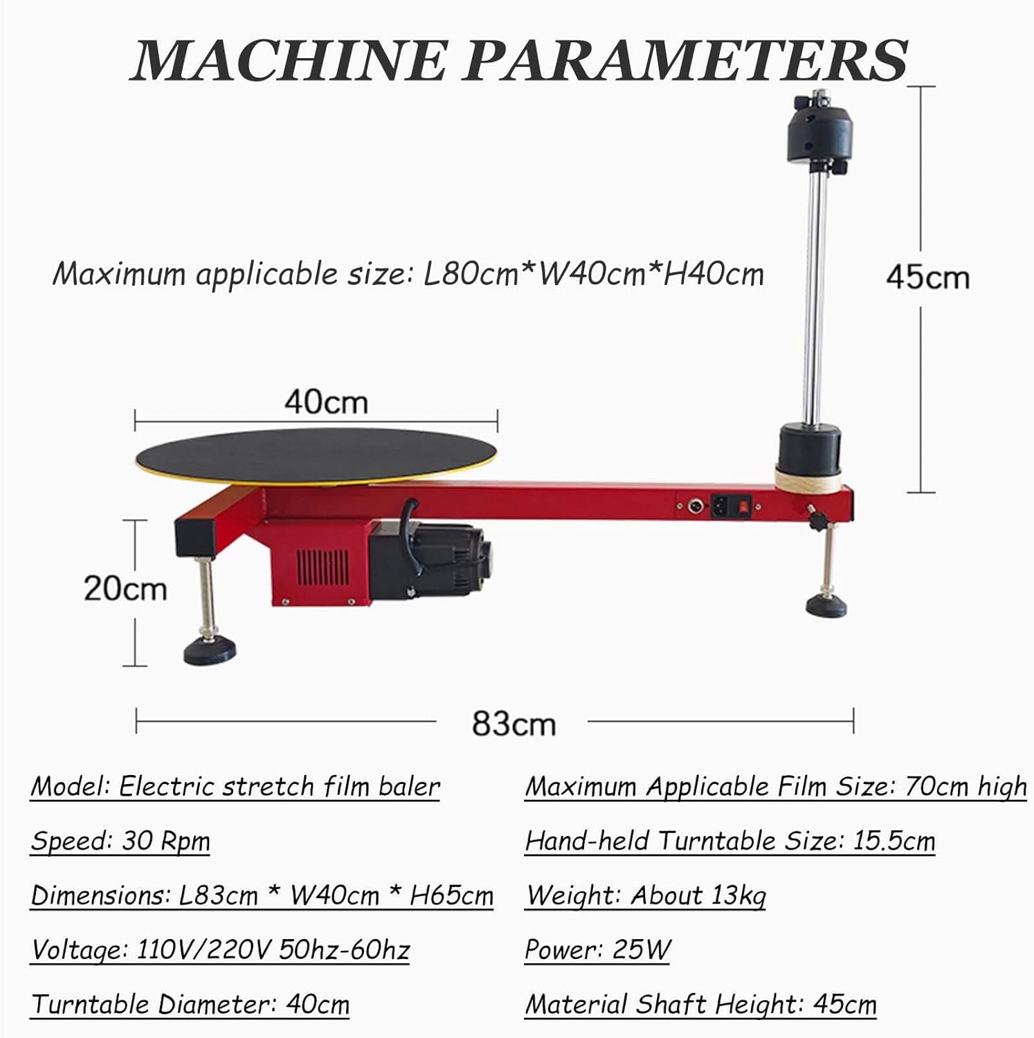 Industrial Shrink Wrap Machine - Electric Pallet Stretch Wrap Dispenser with Hand-Held Turntable, for Within 50kg Shipping Packaging,220V