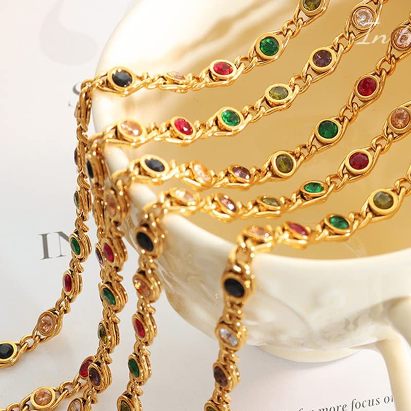 Exquisite 14K Gold Round Colorful Moissanite Beaded Bracelet, Shiny Round Cut Moissanite Bracelet, Niche Design Bracelet, Best Choice for Gifts4