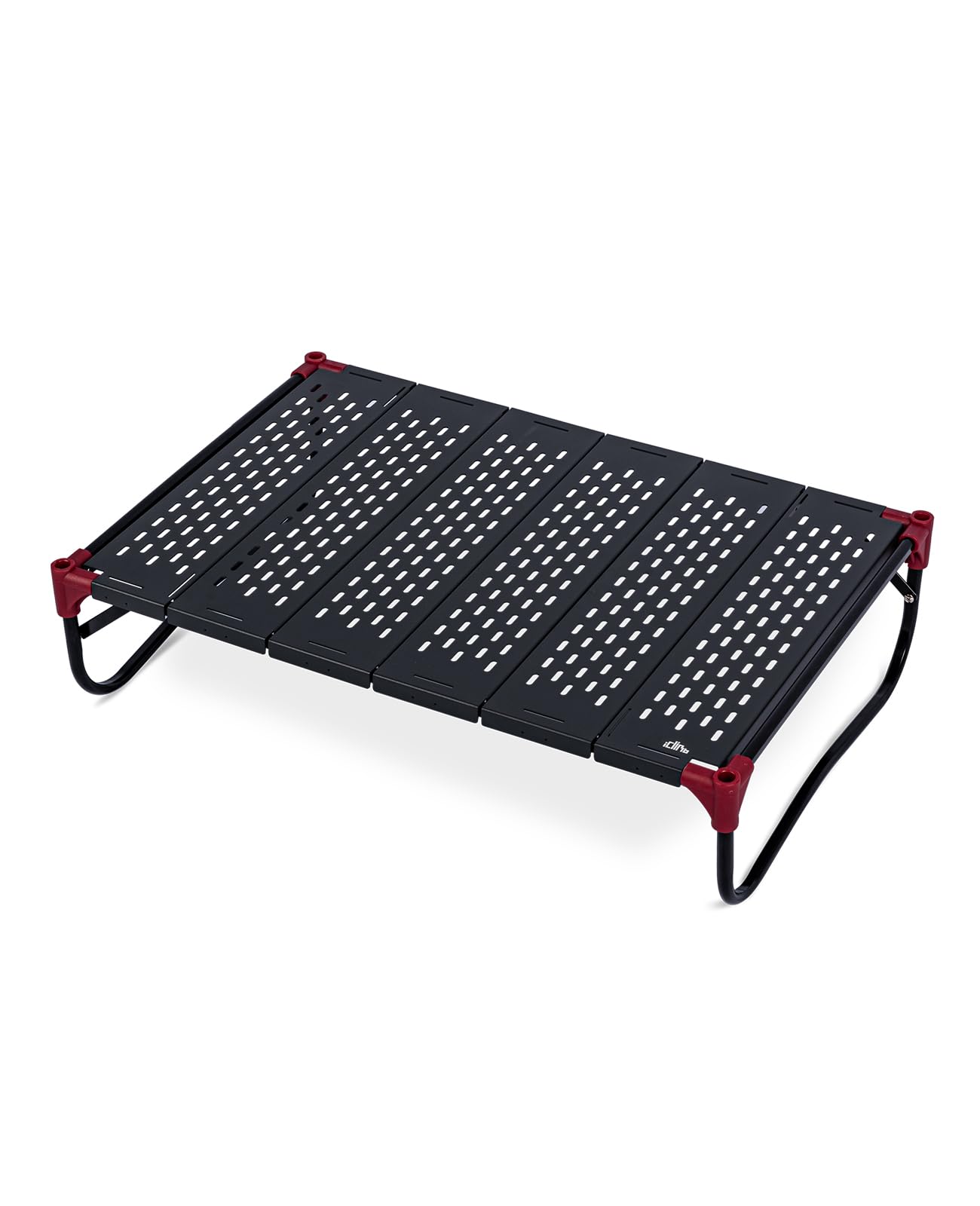 【iClimb (アィクライム)】キャンプアルミローテーブル ★テーブル天板広い62X42cm 天板中空デザイン ★デスクトップ無限連結拡大・ファミリー多人数対応可能 1.54kg超軽量 コンパクト 防水 耐熱 耐腐食(XL‐Black‐Low Table)