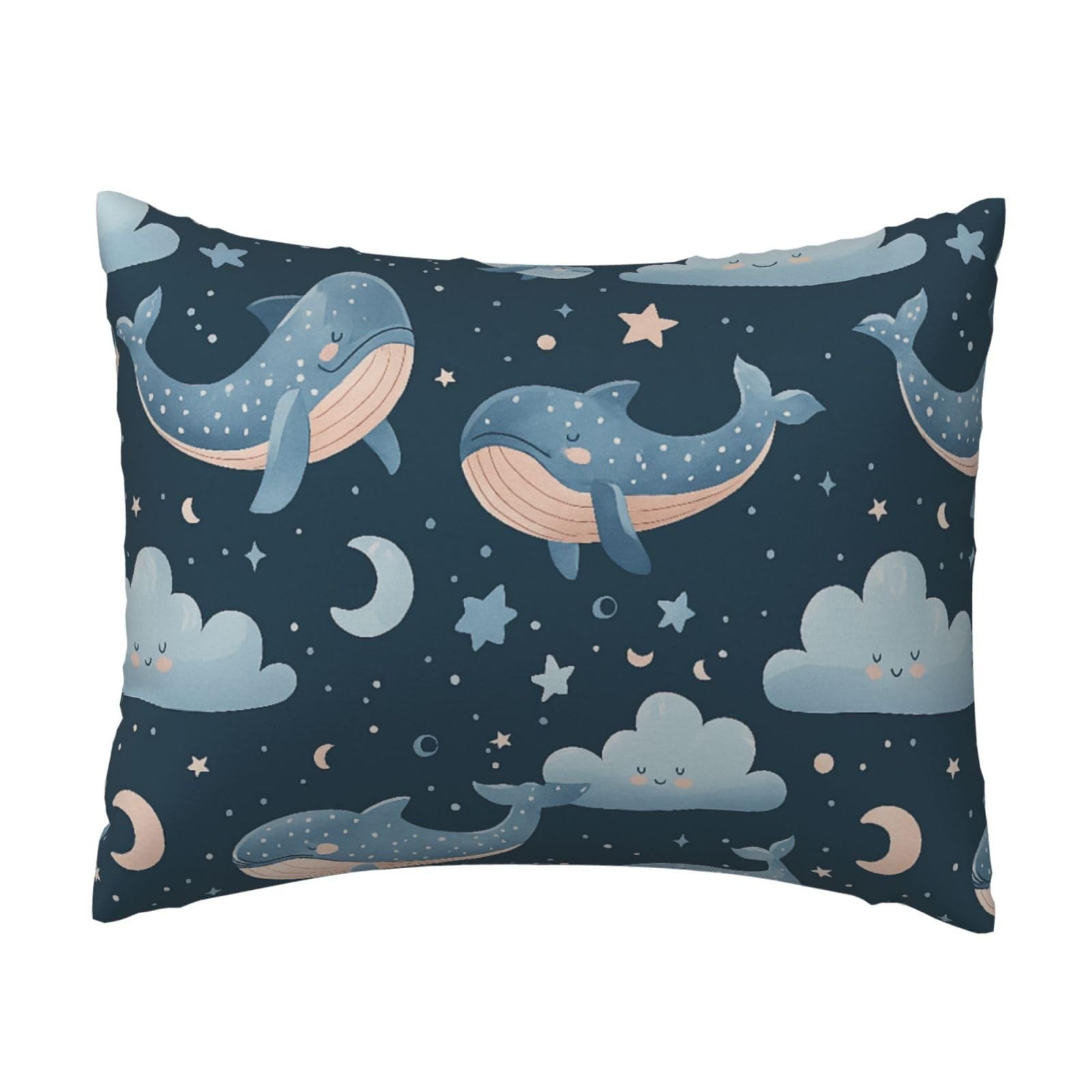 Cute Whale & Clouds Pillowcase Soft Plush with Zipper Decorative Pillowcovers 16x20 in