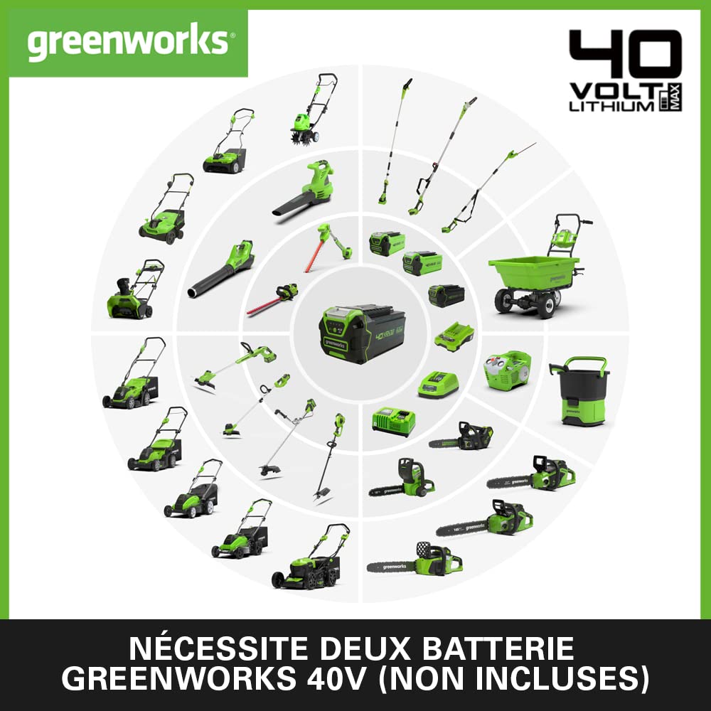 Greenworks GD40AB Souffleur à Batterie Axial de Feuilles Mortes Sans Fil, Régulateur de Vitesse, Moteur Sans Balais, 210km/h, 15,6 m³/min, Fonction Turbo, SANS Batterie Ni Chargeur 40V, Garantie 3 Ans