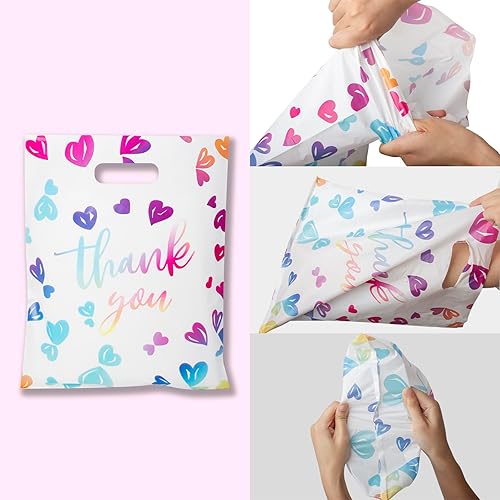 Miniatura 14 de WAKAKO 100 bolsas de agradecimiento pequeñas para negocios, 2.36 mil, mercancía, compras, venta al por menor, para fiesta, ropa, regalo