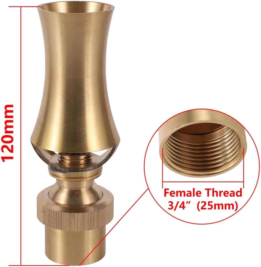Fountain Nozzle Head Air-Blended Bubbling Jet Fountain Brass Nozzle 1/2" 3/4" 1" 1.5" 2" Female/Male Thread Multi-Direction Garden Fountain Spray Head(3I4 Inch)