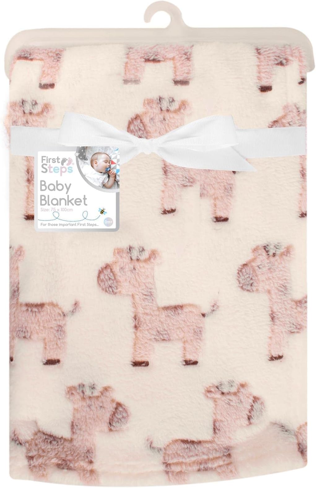 First Steps Luxury Soft Fleece Baby Blanket with Cute Giraffe Design 75 x 100cm for Babies from Newborn
