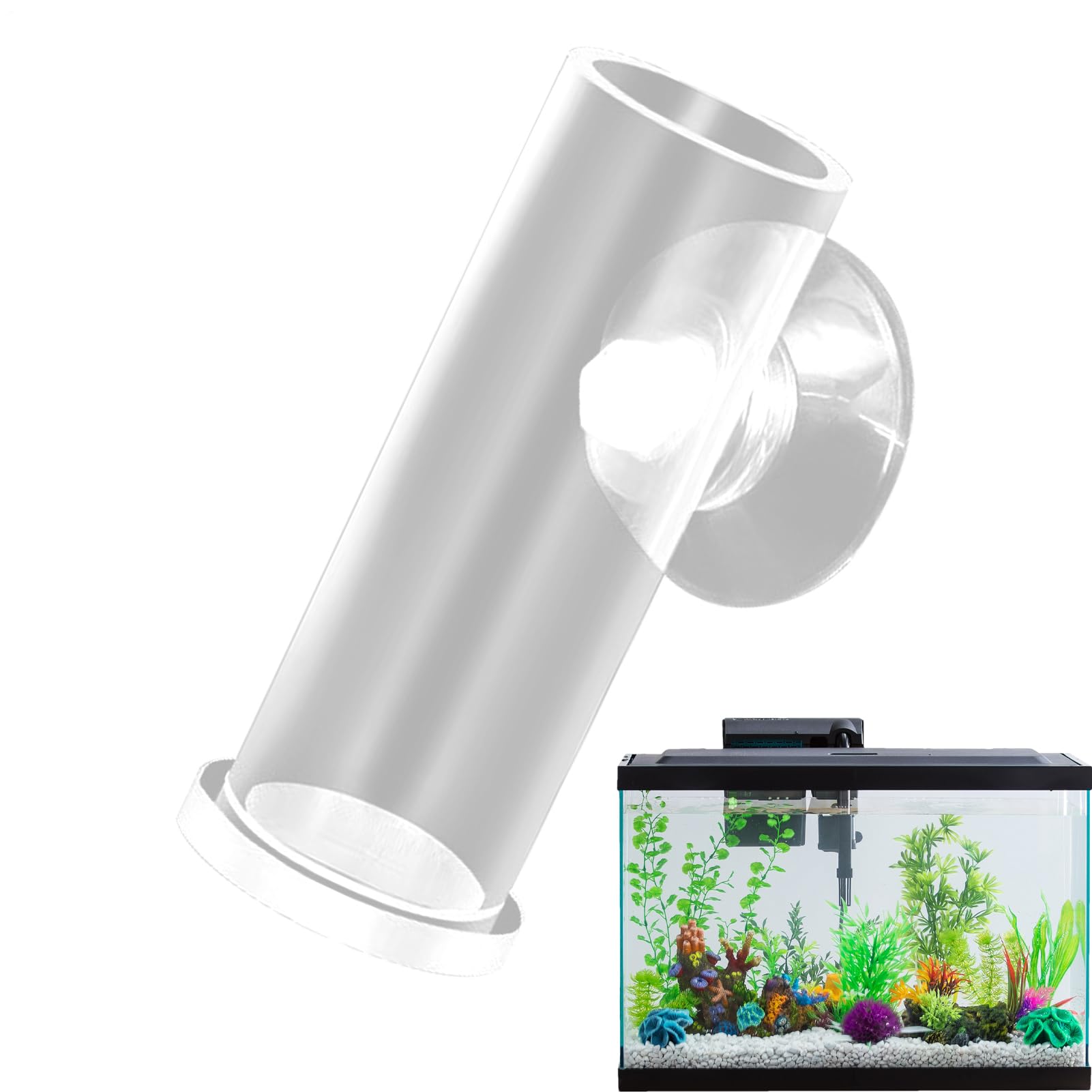Acrylic Fish Food Feeder, Compact Sturdy Smooth Cylindrical Treat Dispenser Tube, 2.76x0.98x0.98 inches Portable Convenient Aquarium Feeding Tool for Large and Small Fish Tanks