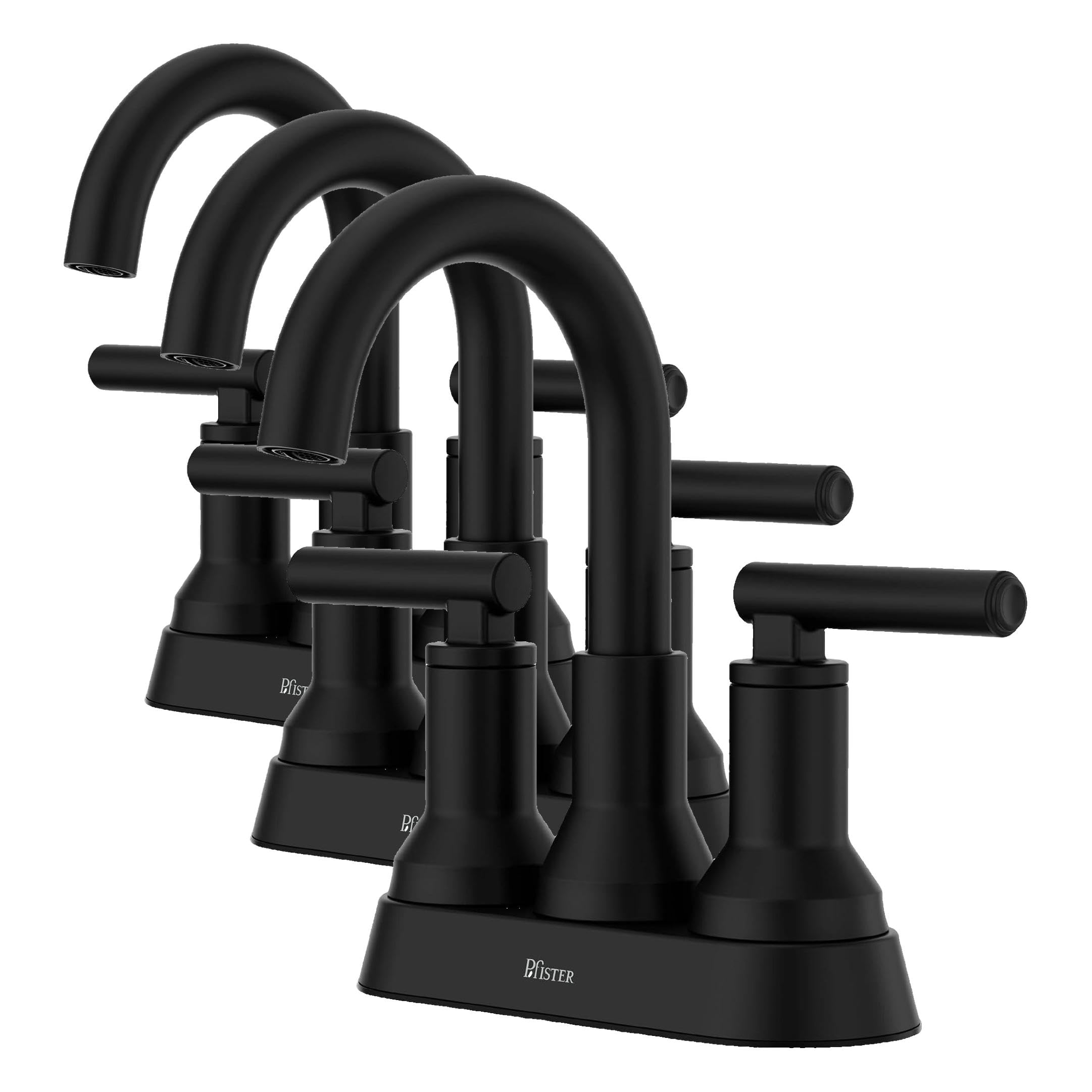 Pfister Capistrano Bathroom Sink Faucet, 4-Inch Centerset, 2-Handle, 3-Hole, NSF Certified, Spot Defense Matte Black Finish, LF048CSOSDB (Pack of 3)