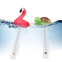 Vista 2 de 2 Packs Floating Pool Thermometer, Flamingo & Turtle Design Large Size Easy Accurate Readings for Water Temperature, Shatter Resistant with String