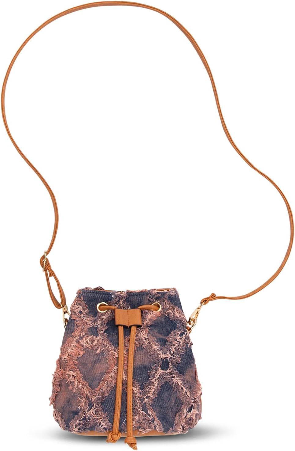 JBBBucket Bags for Women Mini Crossbody Purse Denim Fringe Hobo Shoulder Handbag Drawstring Tote Bag
