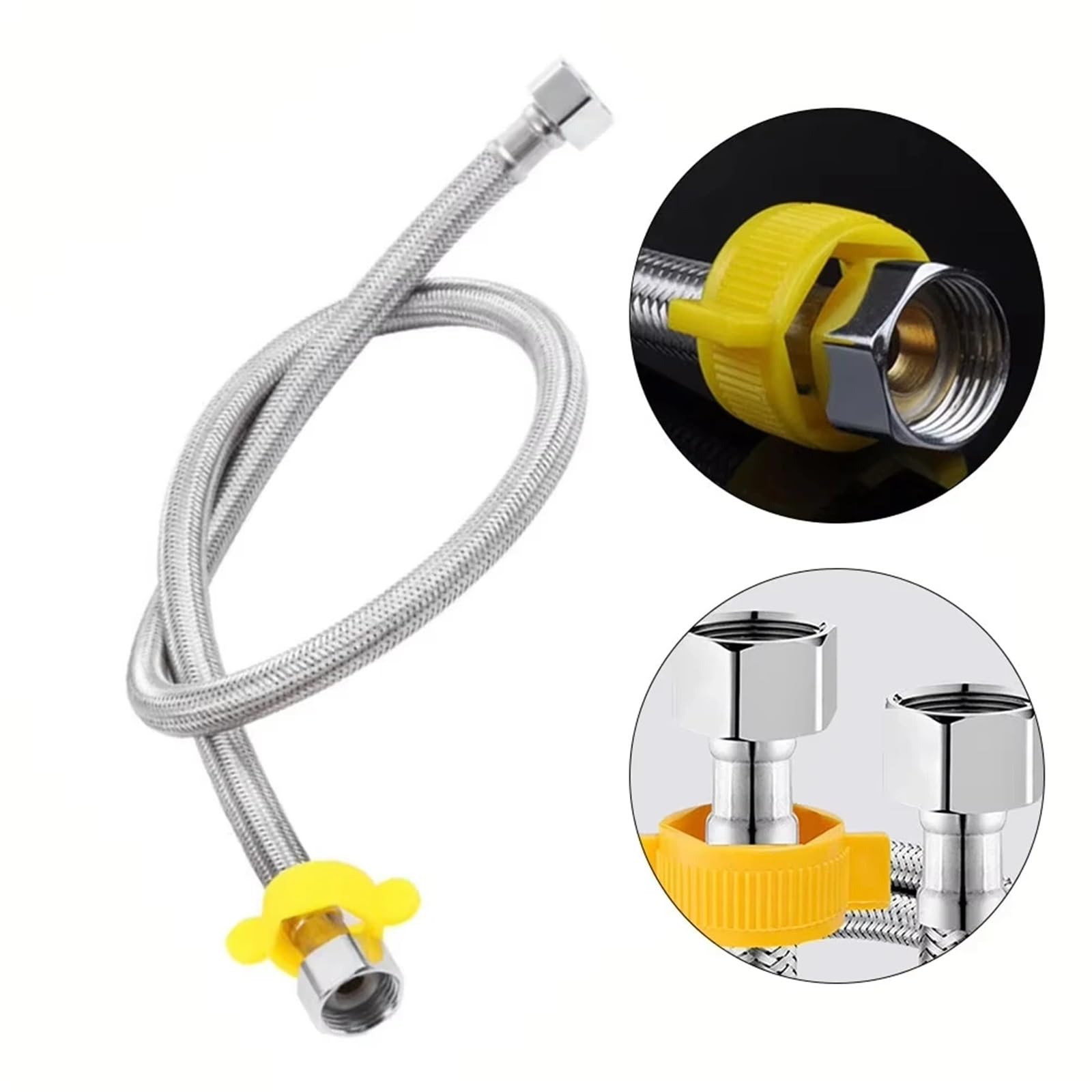 2 Pcs 1/2 Zoll Sanitär Flexible Geflochtene Schlauch Wasserhahn Wasser Rohr for Küche Bad für Küche(150cm)