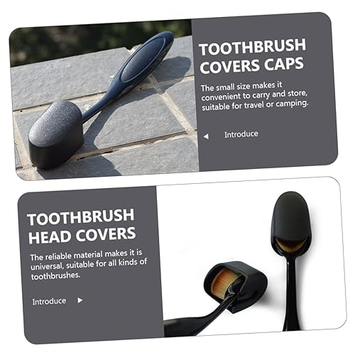 Miniatura 4 de Maquillaje Negro 4 unids Cepillo de dientes Negro Cepillos de Dientes Tapas para Cepillos de Dientes Cubiertas de Polvo para Cepillo de Dientes