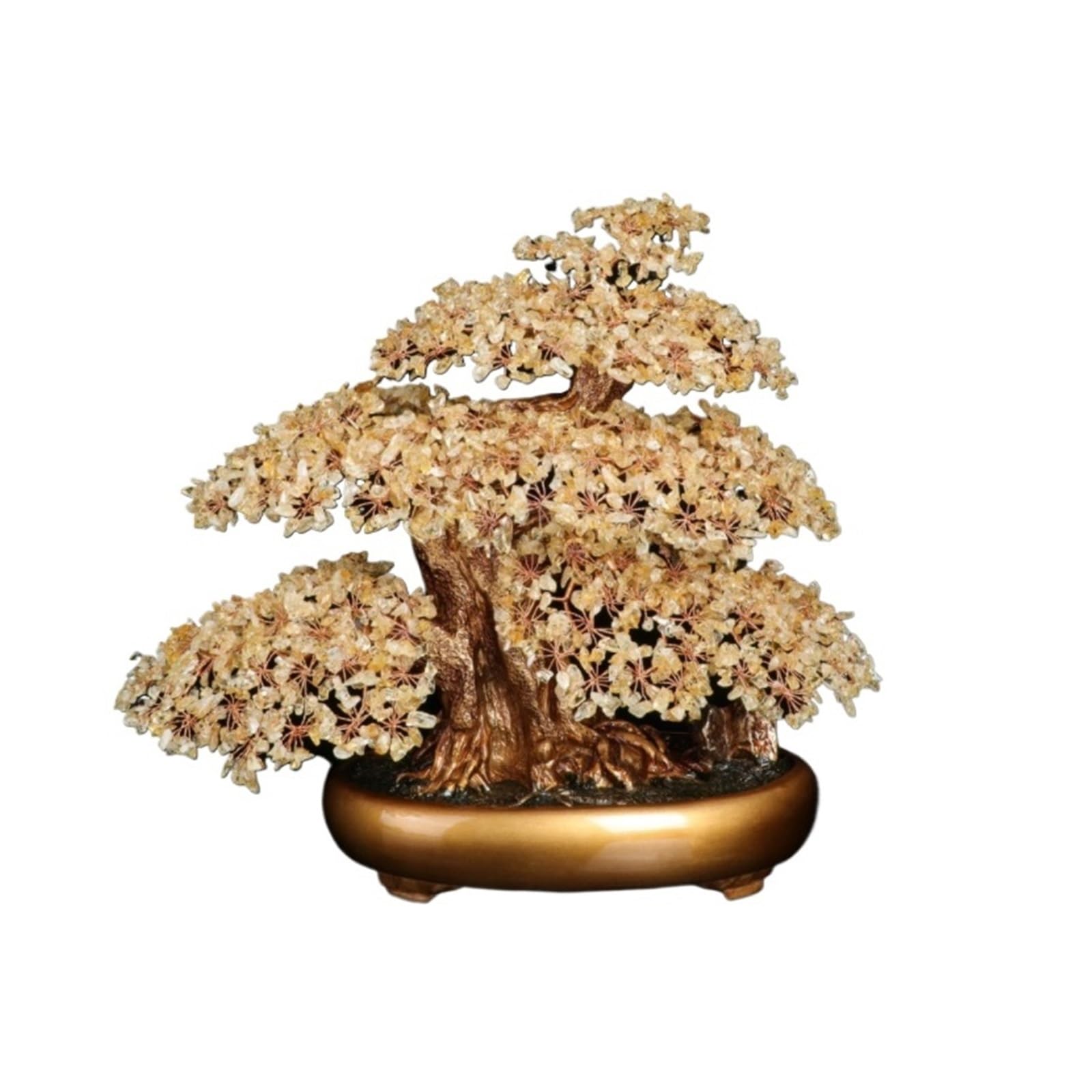 crystal tree， Gemstone Crystal Bonsai Tree Feng Shui Money For Luck And Wealth Desk Decoration Fengshui Decorations(Yellow)